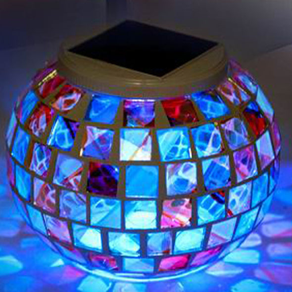 Moderne minimalistische Solar wasserdicht ABS bunte Glas Mosaik Ball LED Landschaft Beleuchtung Außenleuchte für den Außenbereich 