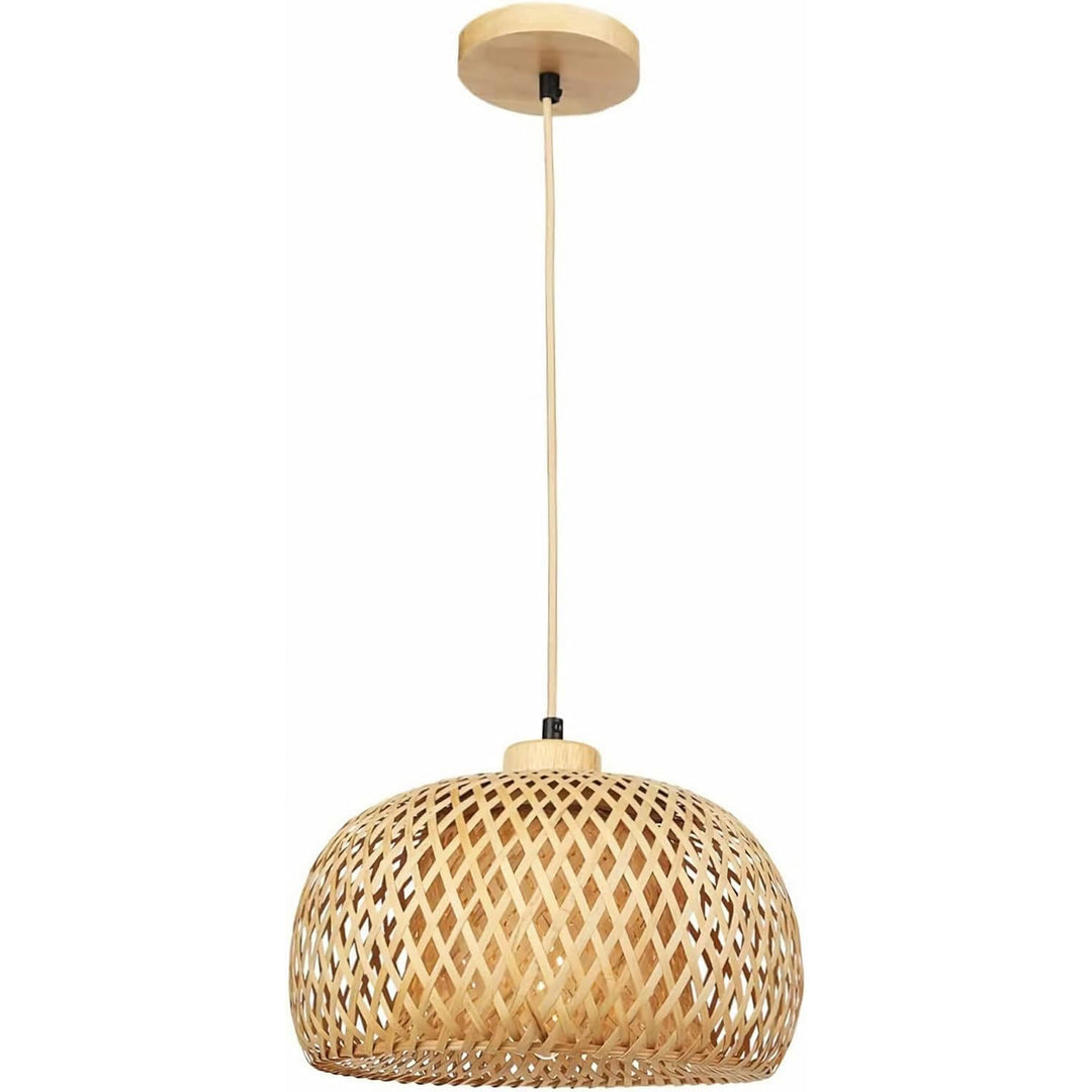 Suspension lumineuse 1 lumière en bambou tissé à la main semi-circulaire de style ferme traditionnelle pour salon 