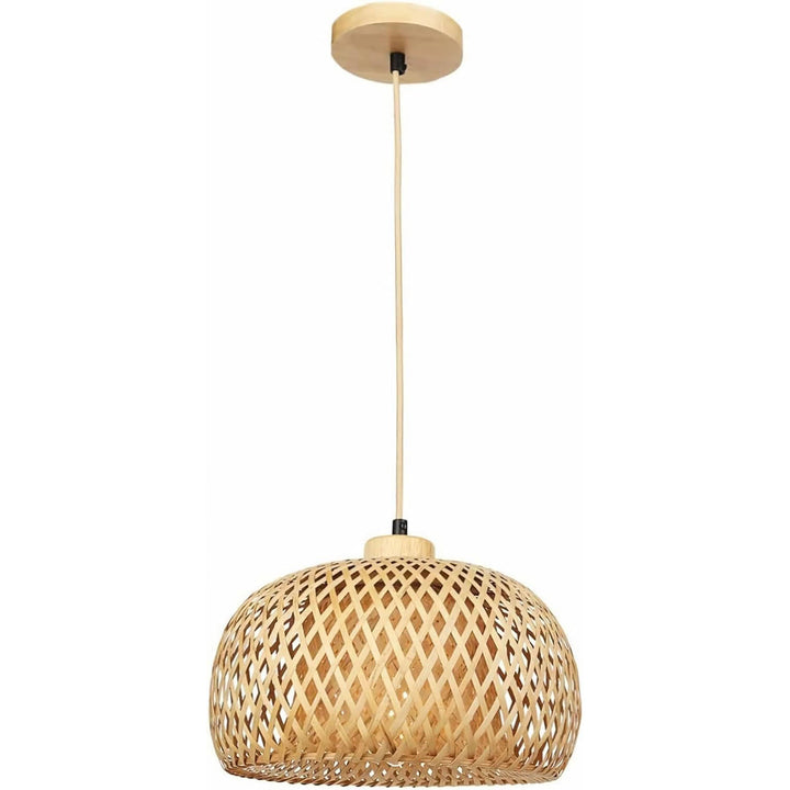 Suspension lumineuse 1 lumière en bambou tissé à la main semi-circulaire de style ferme traditionnelle pour salon 