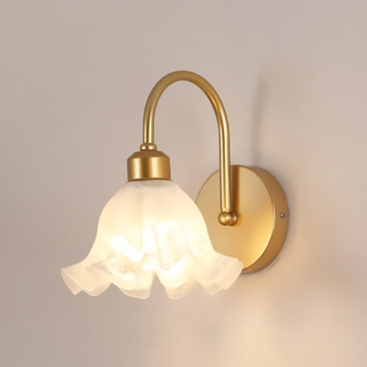 Contemporary Nordic Acrylic Glass Flower Iron 1-Light Wall Sconce Lamp For Bedroom