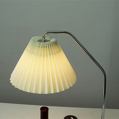 Traditionelle Vintage Regenschirm Runde Plissee Stoff Holz USB 1-Licht Tischlampe für Wohnzimmer 