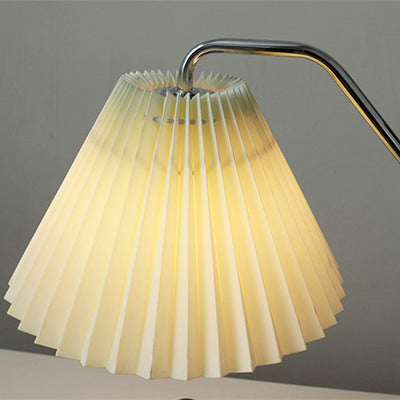 Traditionelle Vintage Regenschirm Runde Plissee Stoff Holz USB 1-Licht Tischlampe für Wohnzimmer 