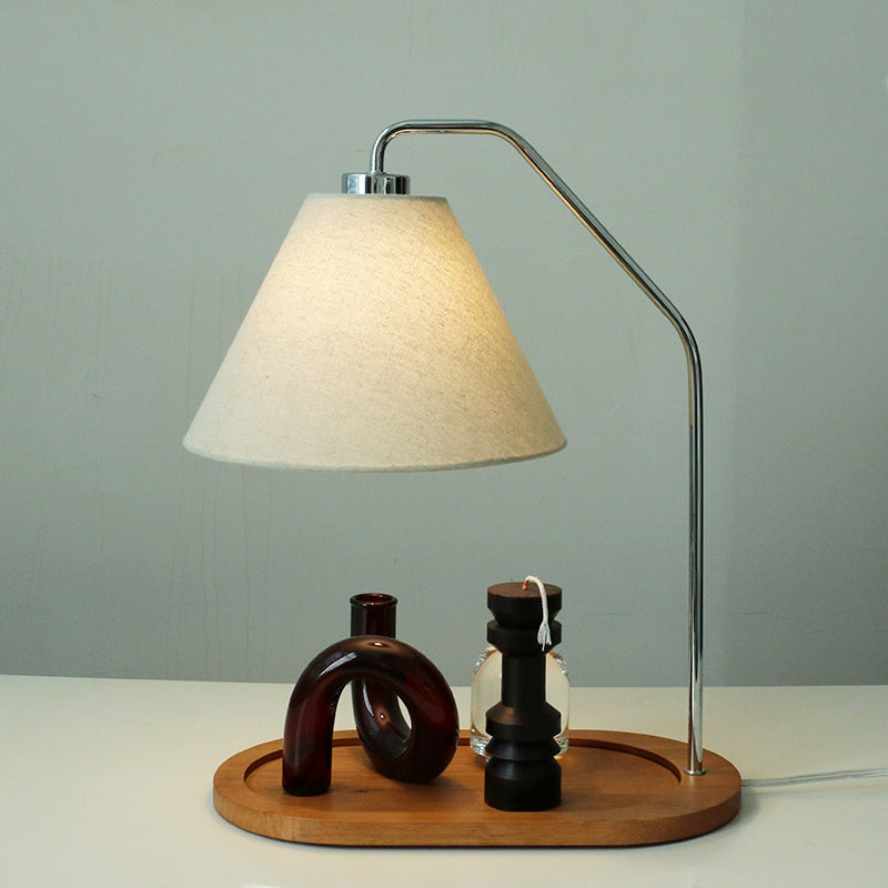 Traditionelle Vintage Regenschirm Runde Plissee Stoff Holz USB 1-Licht Tischlampe für Wohnzimmer 