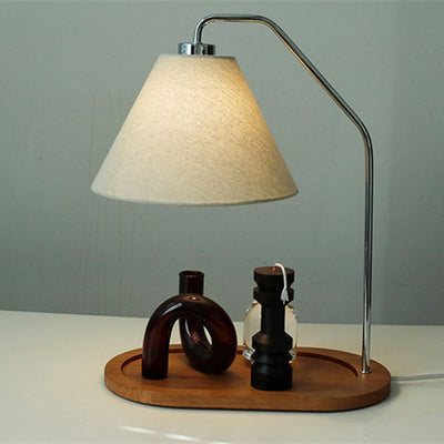 Traditionelle Vintage Regenschirm Runde Plissee Stoff Holz USB 1-Licht Tischlampe für Wohnzimmer 