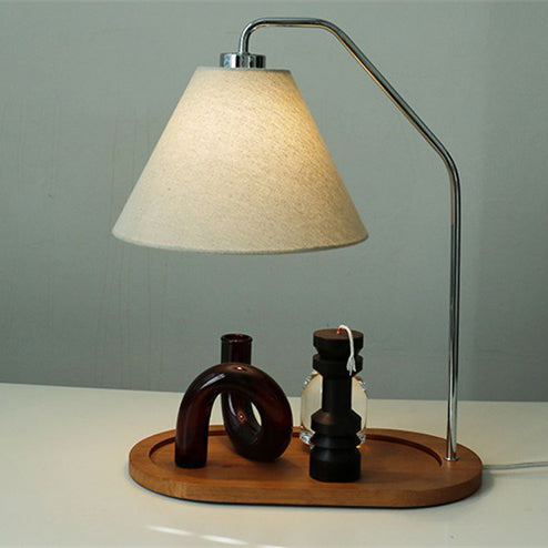 Traditionelle Vintage Regenschirm Runde Plissee Stoff Holz USB 1-Licht Tischlampe für Wohnzimmer 