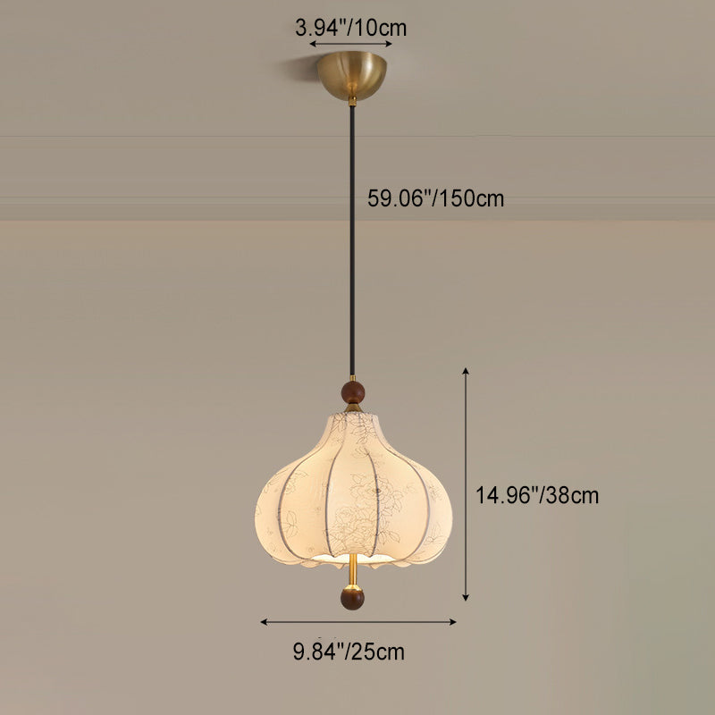 Traditionelle französische runde trapezförmige Blumenmuster-Pendelleuchte aus Holzgewebe mit 1/3/5 Lichtern für Wohnzimmer 