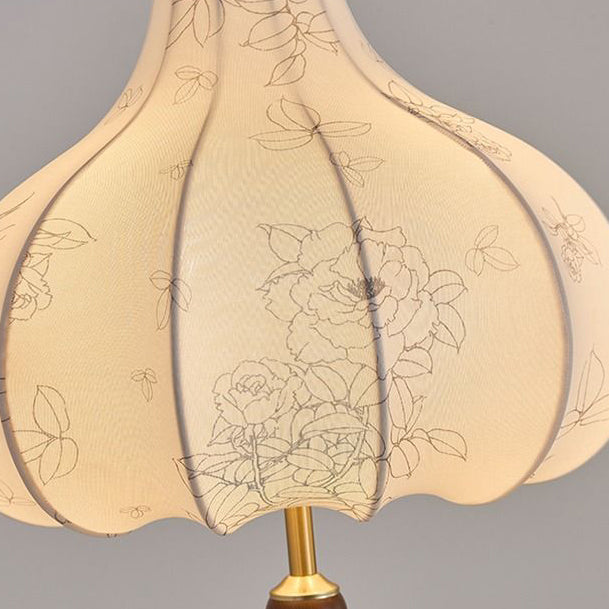 Traditionelle französische runde trapezförmige Blumenmuster-Pendelleuchte aus Holzgewebe mit 1/3/5 Lichtern für Wohnzimmer 
