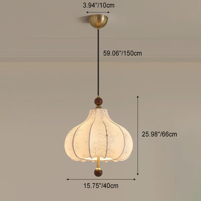 Traditionelle französische runde trapezförmige Blumenmuster-Pendelleuchte aus Holzgewebe mit 1/3/5 Lichtern für Wohnzimmer 