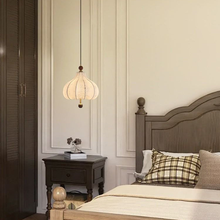 Traditionelle französische runde trapezförmige Blumenmuster-Pendelleuchte aus Holzgewebe mit 1/3/5 Lichtern für Wohnzimmer 