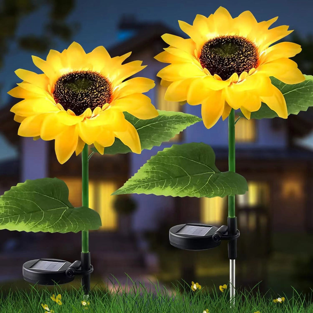 Luz de inserción de césped impermeable solar LED de flor artificial creativa contemporánea para patio exterior 