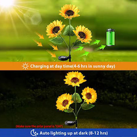 Luz de inserción de césped impermeable solar LED de flor artificial creativa contemporánea para patio exterior 