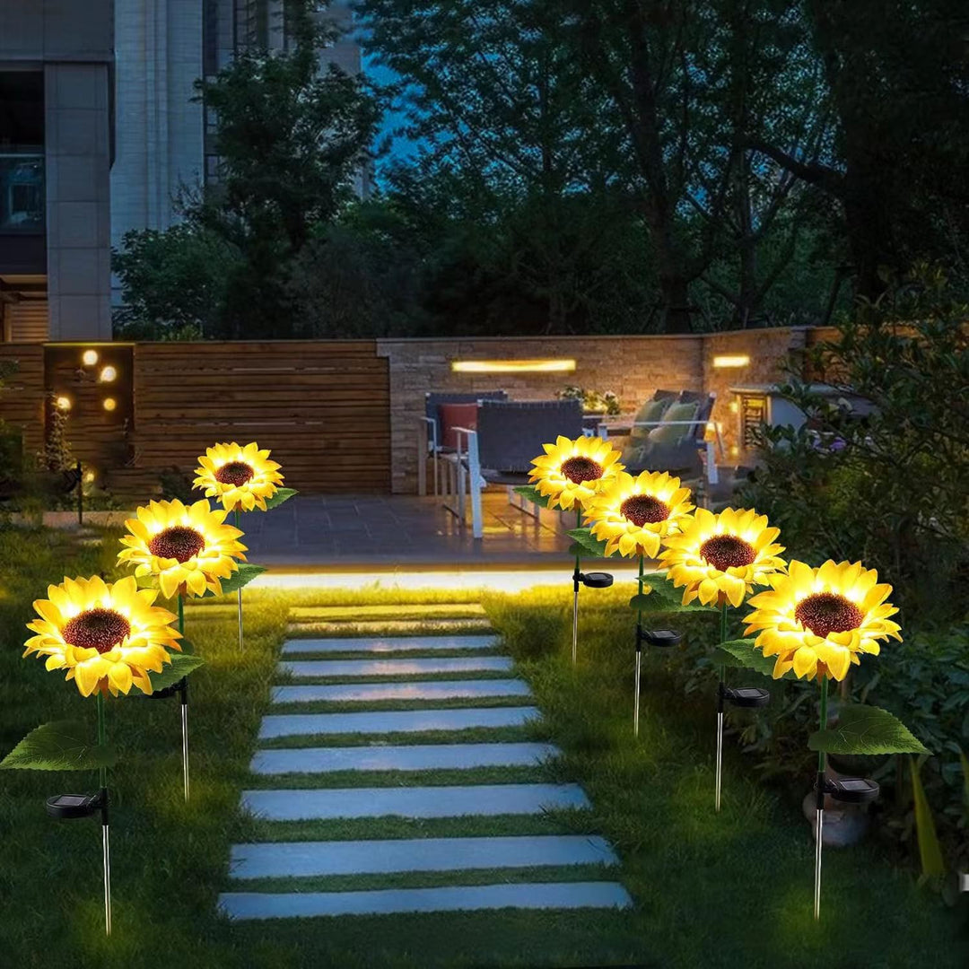 Luz de inserción de césped impermeable solar LED de flor artificial creativa contemporánea para patio exterior 