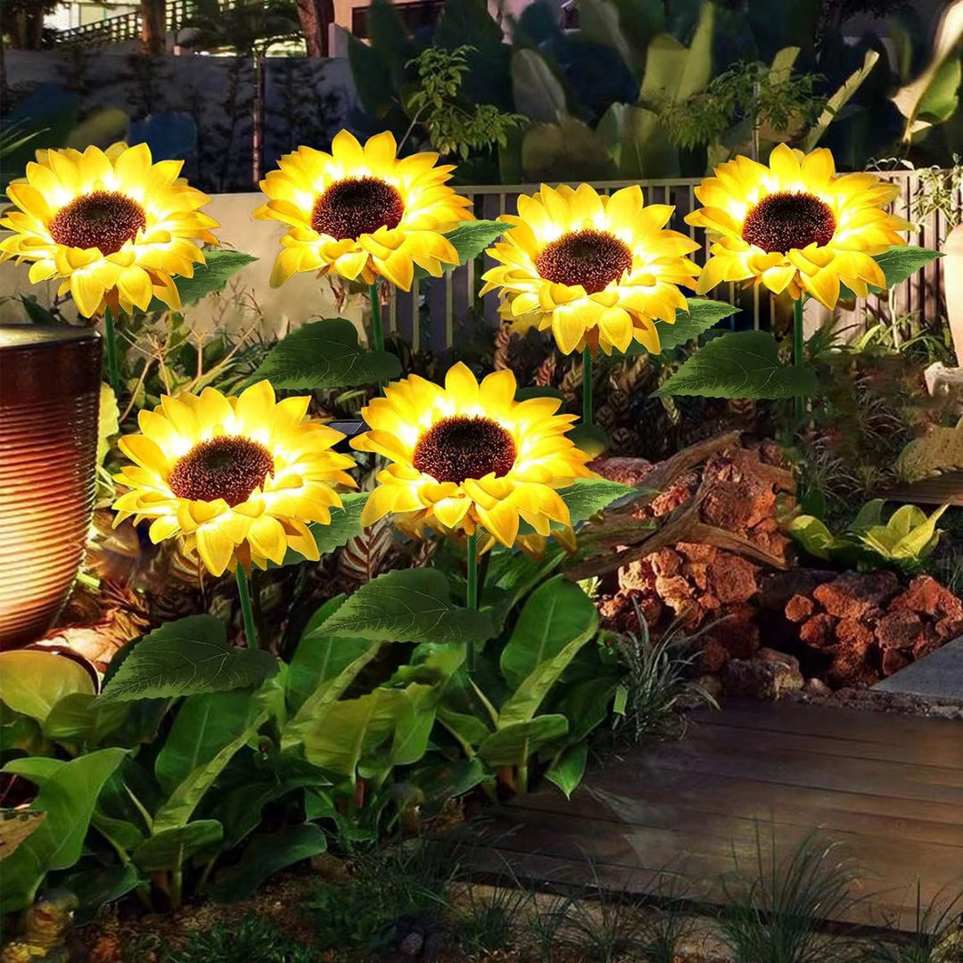 Luz de inserción de césped impermeable solar LED de flor artificial creativa contemporánea para patio exterior 