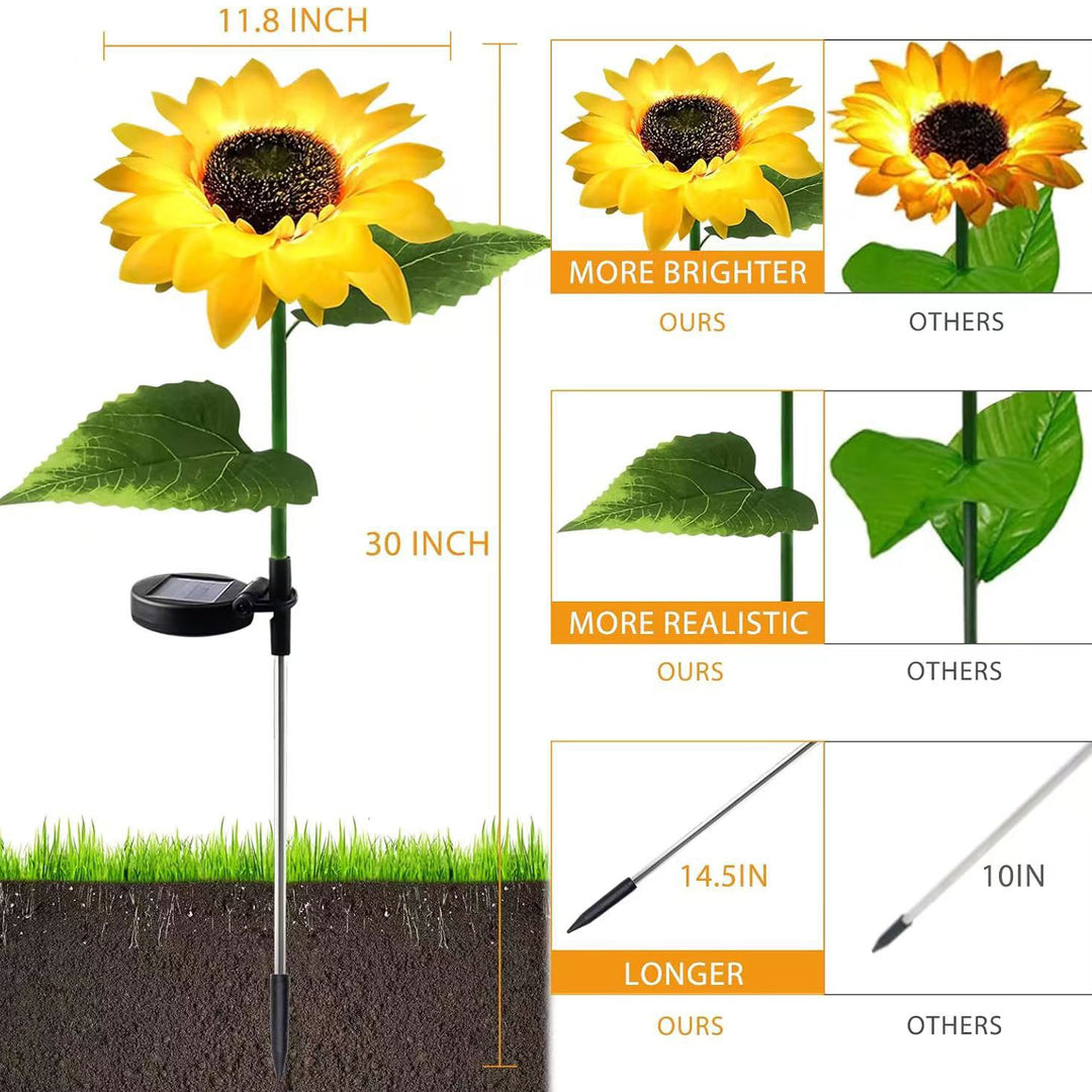 Luz de inserción de césped impermeable solar LED de flor artificial creativa contemporánea para patio exterior 
