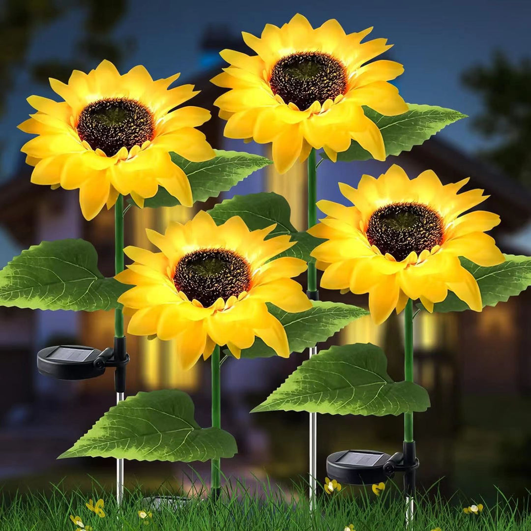 Luz de inserción de césped impermeable solar LED de flor artificial creativa contemporánea para patio exterior 