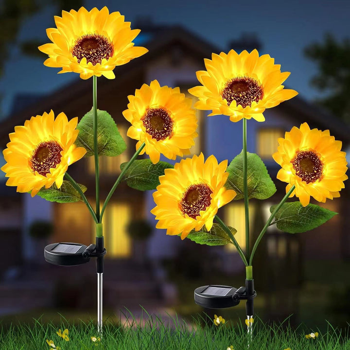 Luz de inserción de césped impermeable solar LED de flor artificial creativa contemporánea para patio exterior 
