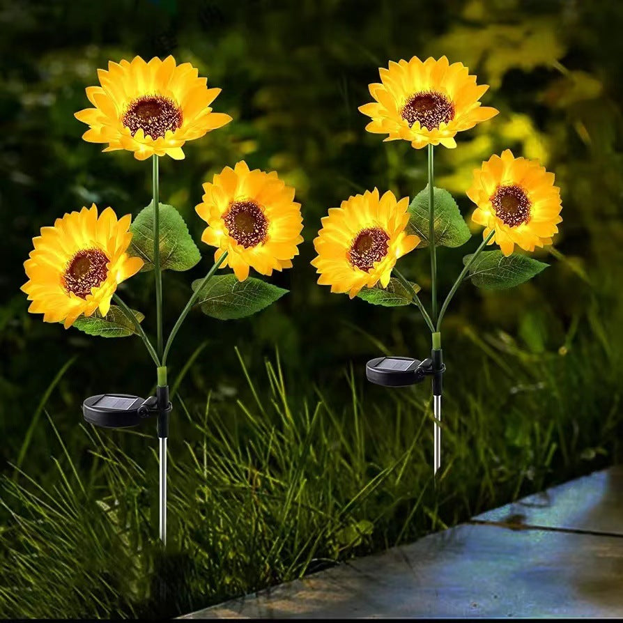 Luz de inserción de césped impermeable solar LED de flor artificial creativa contemporánea para patio exterior 