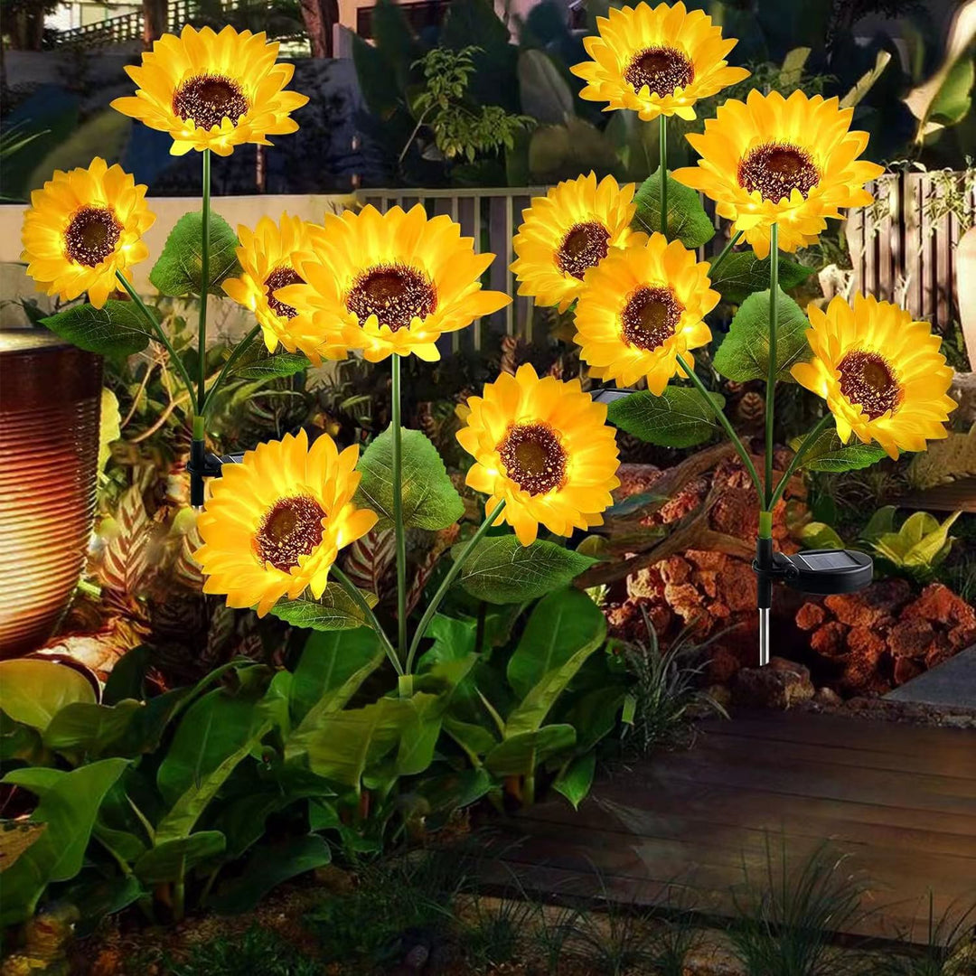 Luz de inserción de césped impermeable solar LED de flor artificial creativa contemporánea para patio exterior 