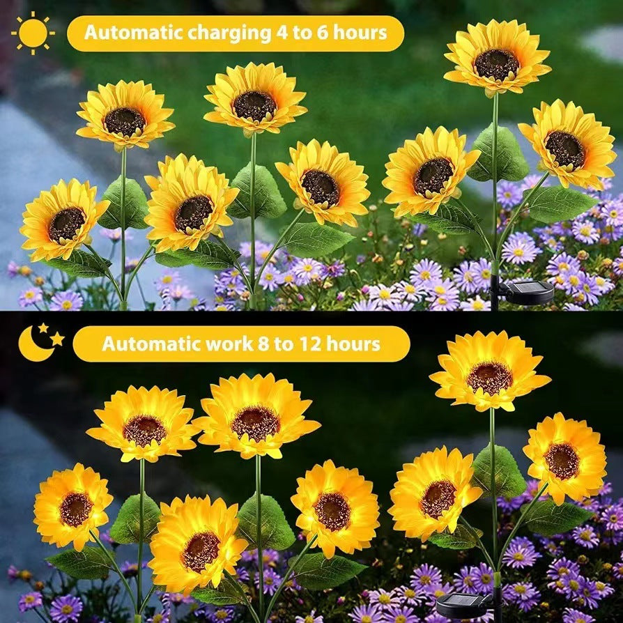 Luz de inserción de césped impermeable solar LED de flor artificial creativa contemporánea para patio exterior 