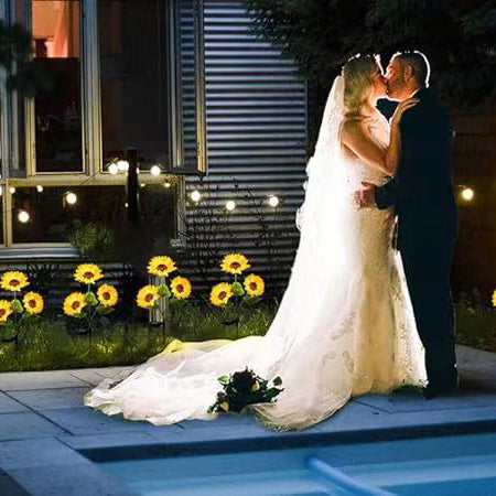 Luz de inserción de césped impermeable solar LED de flor artificial creativa contemporánea para patio exterior 