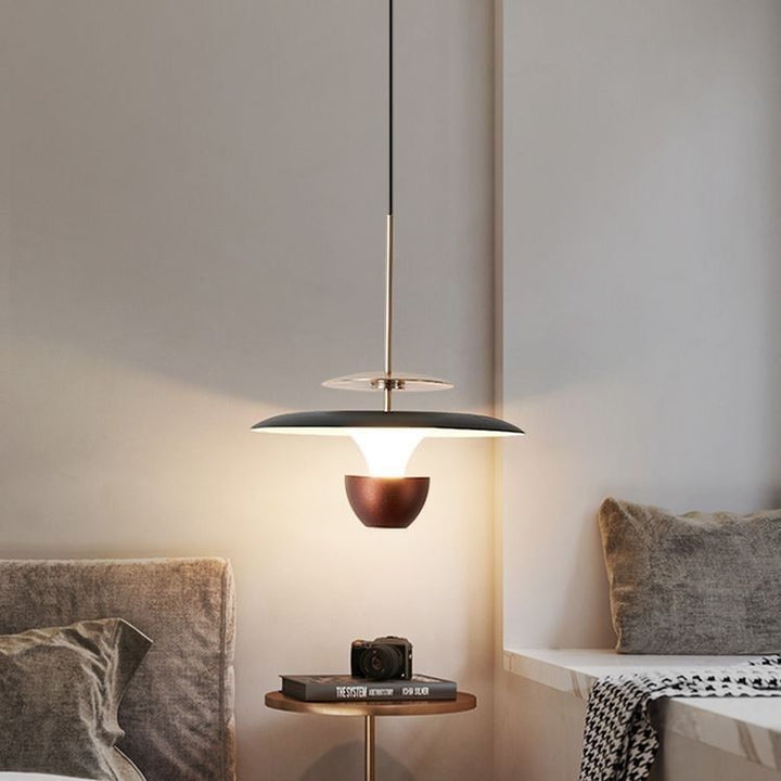 Modern Luxury Liftable Flying Saucer Rectilinear Aluminum Acrylic LED Pendant Light For Bedroom