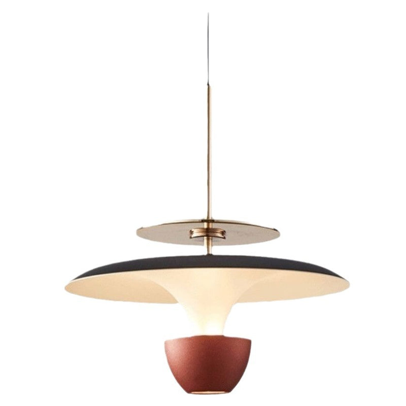 Lustre LED en acrylique et aluminium rectiligne en forme de soucoupe volante moderne et luxueuse pour chambre 