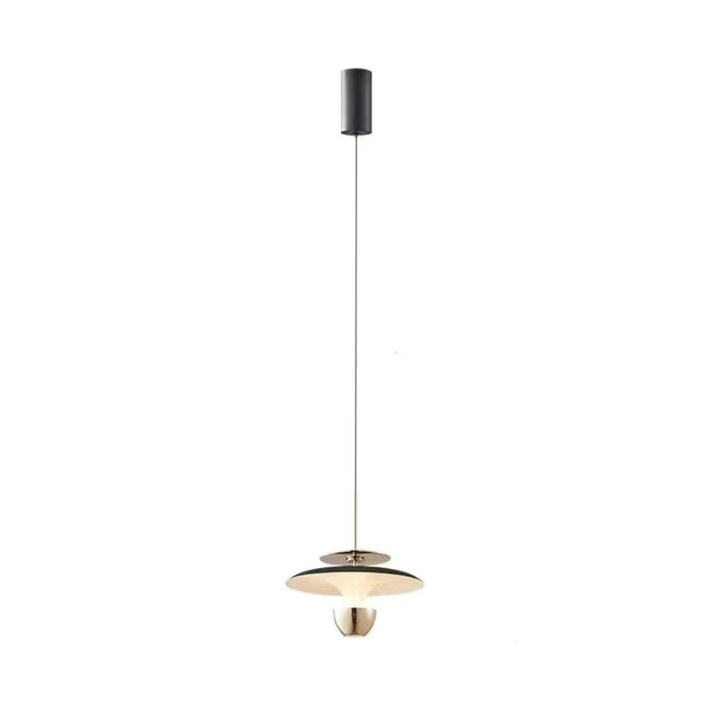 Lustre LED en acrylique et aluminium rectiligne en forme de soucoupe volante moderne et luxueuse pour chambre 