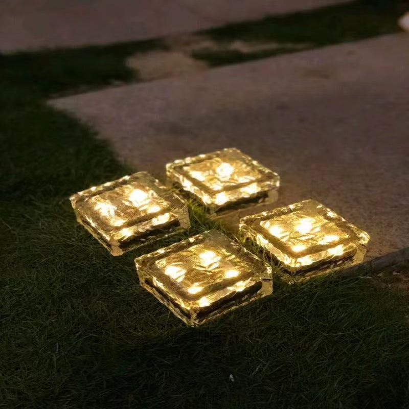 ضوء LED خارجي للمناظر الطبيعية في الحديقة بتصميم عصري بسيط مقاوم للماء مصنوع من الزجاج الشفاف على شكل مكعب الثلج 