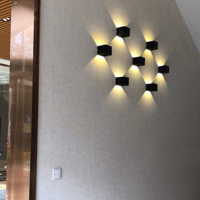 Lámpara Aplique de Pared LED de Inducción de Vidrio de Aluminio Cuadrado Impermeable Minimalista Moderna Para Dormitorio 