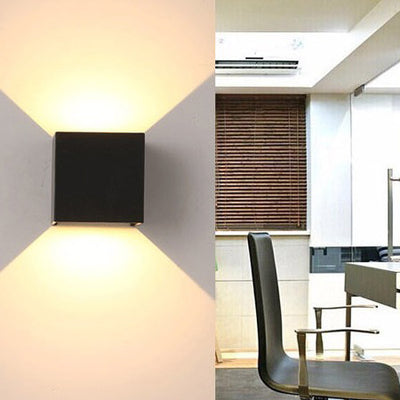 Lámpara Aplique de Pared LED de Inducción de Vidrio de Aluminio Cuadrado Impermeable Minimalista Moderna Para Dormitorio 