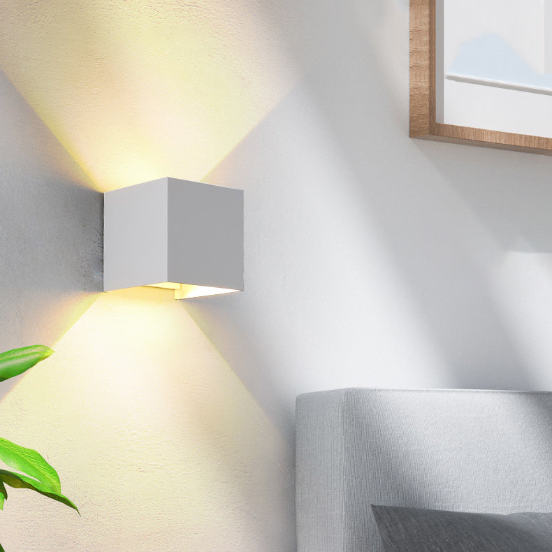 Lámpara Aplique de Pared LED de Inducción de Vidrio de Aluminio Cuadrado Impermeable Minimalista Moderna Para Dormitorio 