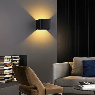 Lámpara Aplique de Pared LED de Inducción de Vidrio de Aluminio Cuadrado Impermeable Minimalista Moderna Para Dormitorio 