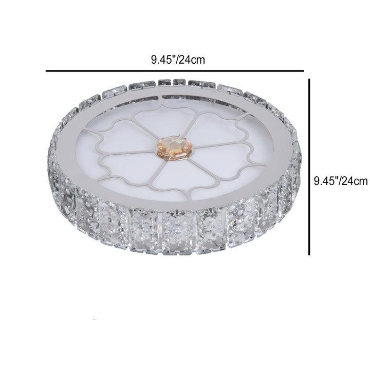 Modern Luxury Round Aluminum Crystal LED Flush Mount Ceiling Light For Living Room
