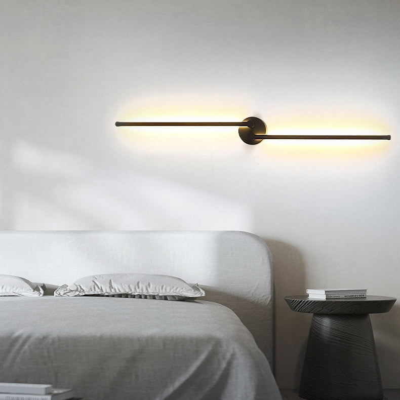 Modern Minimalist Rotatable 270° Black Long Line Aluminum LED Flush Mount Ceiling Light For Hallway