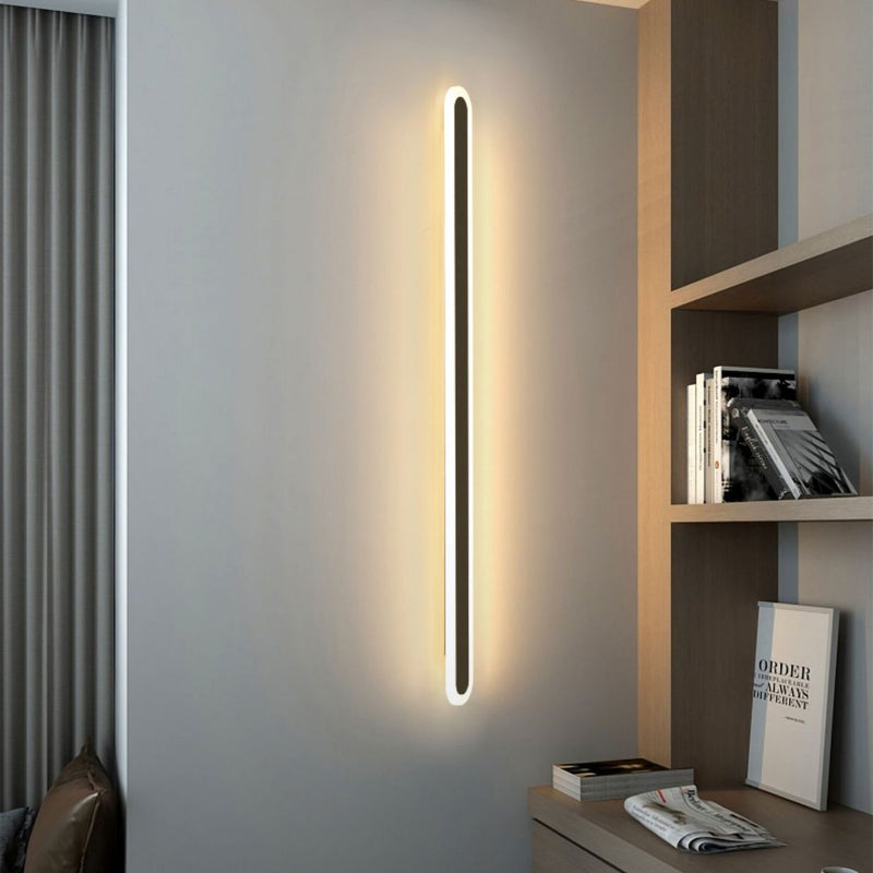 Modern Minimalist Rectangle Long Line Iron Acrylic LED Wall Sconce Lamp For Living Room