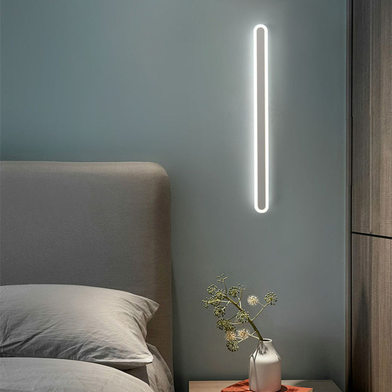 Modern Minimalist Rectangle Long Line Iron Acrylic LED Wall Sconce Lamp For Living Room