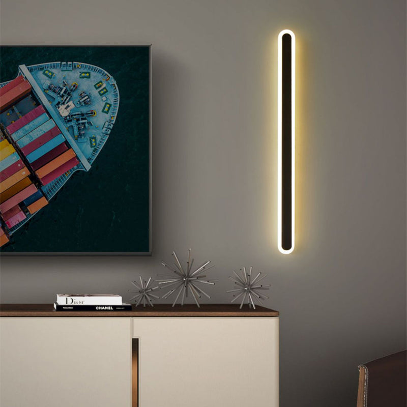 Modern Minimalist Rectangle Long Line Iron Acrylic LED Wall Sconce Lamp For Living Room