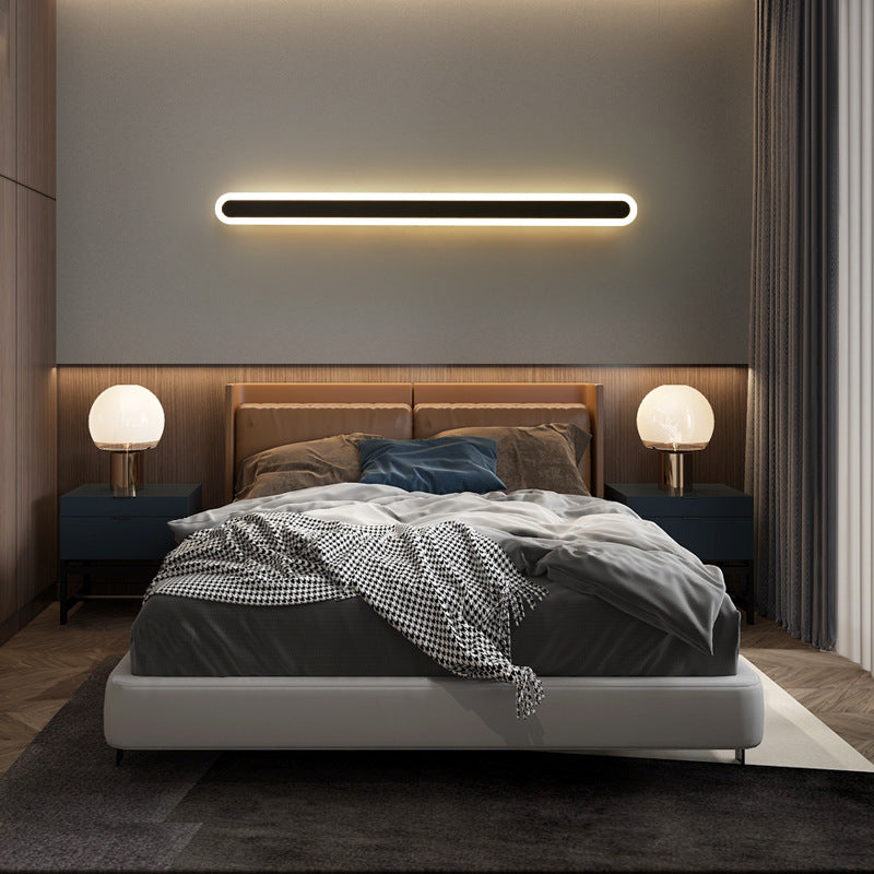 Modern Minimalist Rectangle Long Line Iron Acrylic LED Wall Sconce Lamp For Living Room