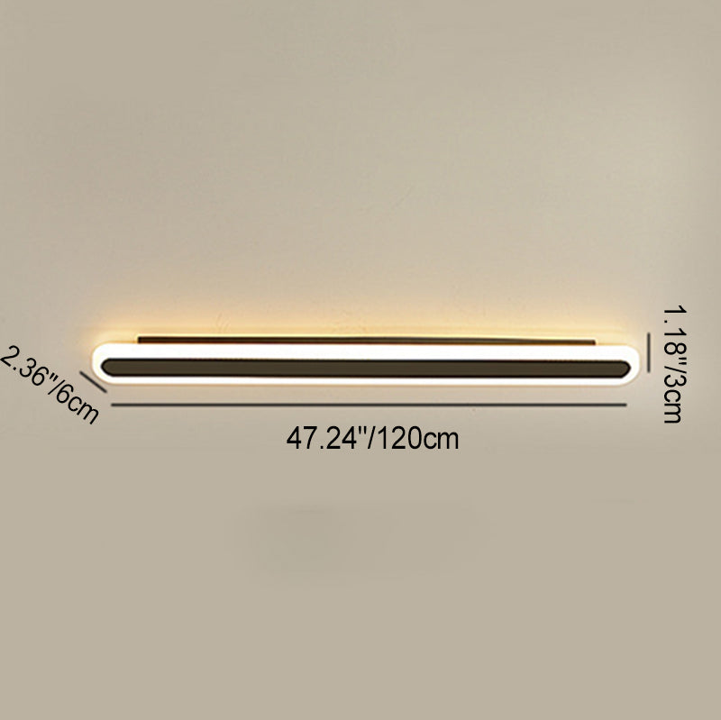 Modern Minimalist Rectangle Long Line Iron Acrylic LED Wall Sconce Lamp For Living Room