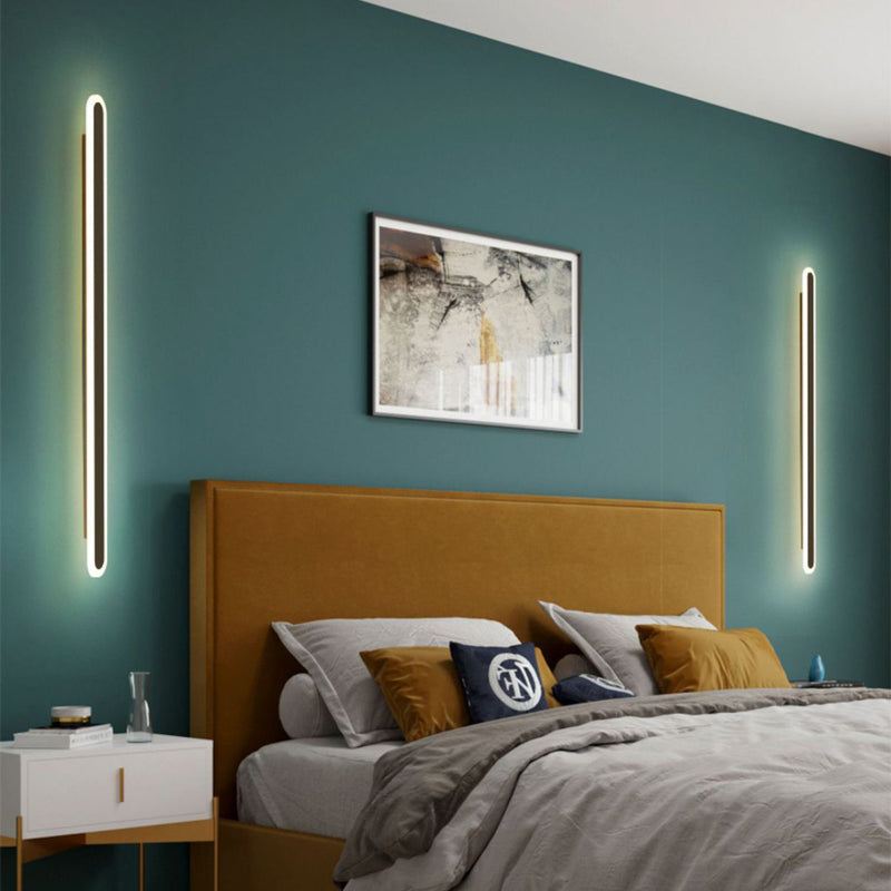 Modern Minimalist Rectangle Long Line Iron Acrylic LED Wall Sconce Lamp For Living Room