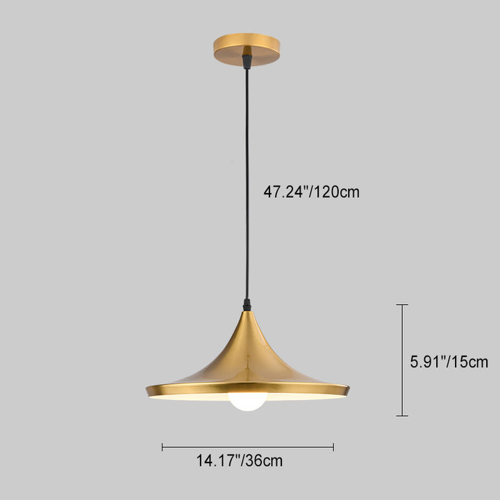 Traditional Vintage Geometric Cone Dome Aluminum 1-Light Pendant Light For Dining Room