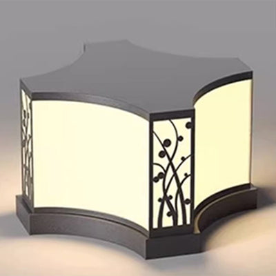 Moderne minimaliste motif de fleur quadrangulaire solaire étanche PE acier inoxydable 1-lumière lampe d'extérieur pour jardin 