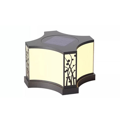Moderne minimaliste motif de fleur quadrangulaire solaire étanche PE acier inoxydable 1-lumière lampe d'extérieur pour jardin 