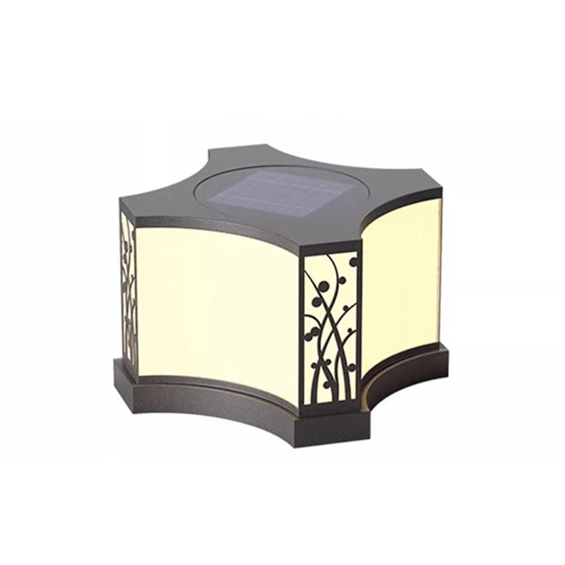 Moderne minimaliste motif de fleur quadrangulaire solaire étanche PE acier inoxydable 1-lumière lampe d&