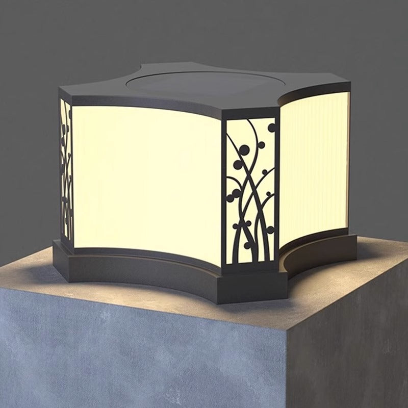 Moderne minimaliste motif de fleur quadrangulaire solaire étanche PE acier inoxydable 1-lumière lampe d&
