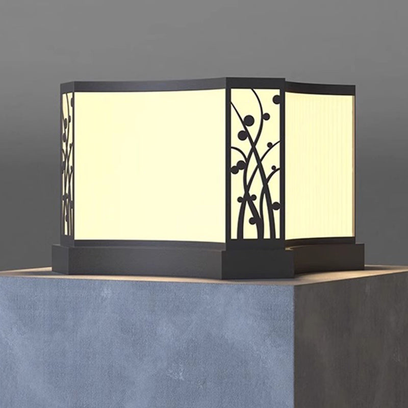 Moderne minimaliste motif de fleur quadrangulaire solaire étanche PE acier inoxydable 1-lumière lampe d&