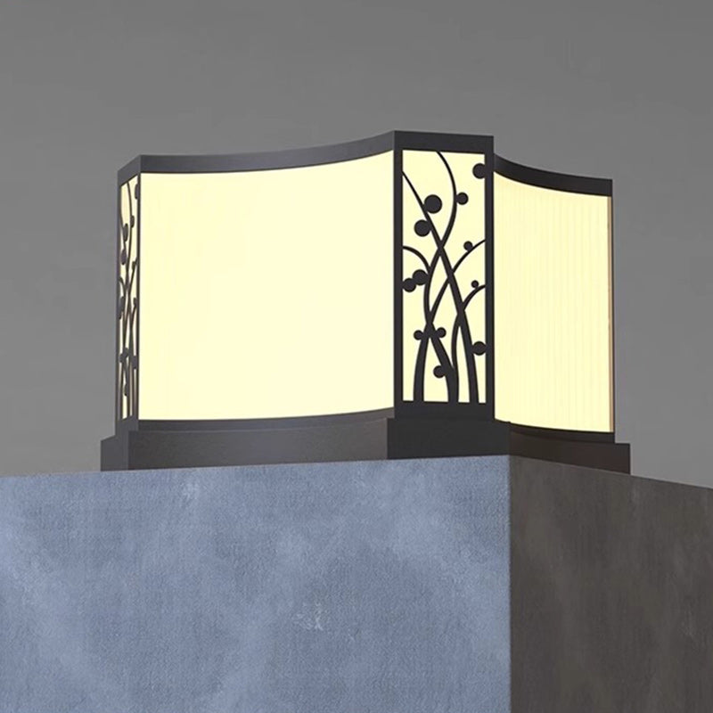 Moderne minimaliste motif de fleur quadrangulaire solaire étanche PE acier inoxydable 1-lumière lampe d&