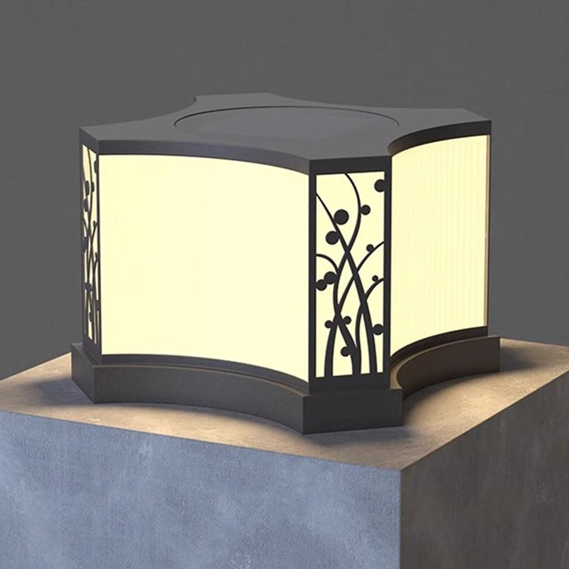 Moderne minimaliste motif de fleur quadrangulaire solaire étanche PE acier inoxydable 1-lumière lampe d&