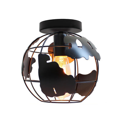 Luz de techo semiempotrada de 1 luz con forma de globo de mapa creativa contemporánea para niños de hierro para dormitorio 