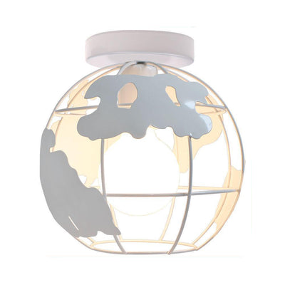 Luz de techo semiempotrada de 1 luz con forma de globo de mapa creativa contemporánea para niños de hierro para dormitorio 